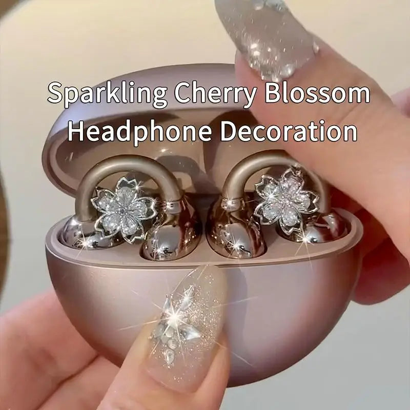 Rotating Flower Rhinestone Earbud Charm Clip | Non-Pierce Earbud Charm Clip QXL