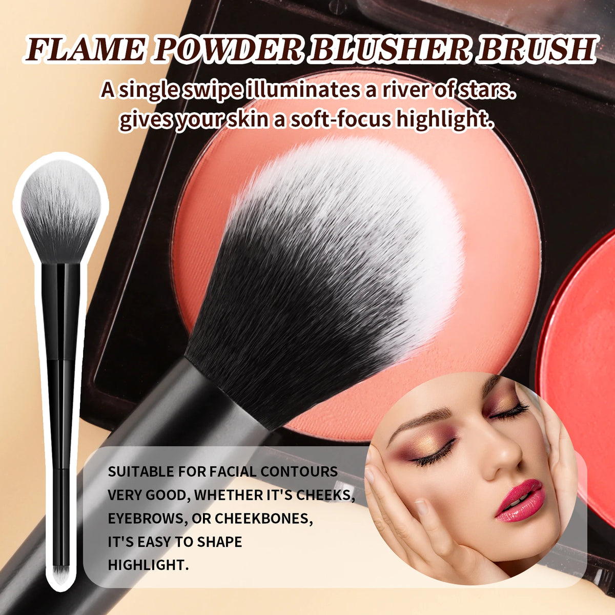 Ronshadow 4-Pc Dual-Sided Makeup Brush Set | Full Face Kit Dual-Sided Makeup Brushes QXL