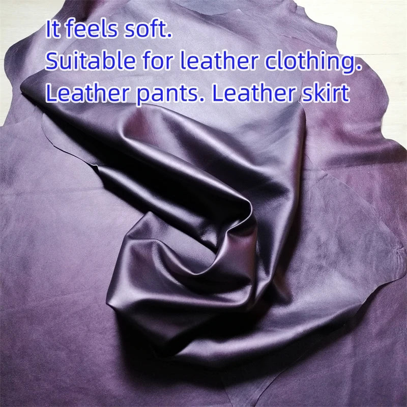Dark Purple First Layer Sheepskin Leather 0.8–1mm | DIY Fabric Genuine Leather Fabric QXL