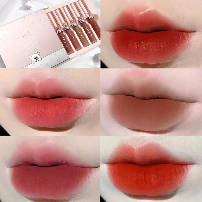 CACE 5-Color Matte Liquid Lipstick Set | Velvet Lip Gloss Kit Liquid Lipstick Set QXL