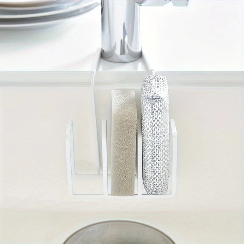 2-Pack Wall-Mount Kitchen Sponge Rack | Rustproof Faucet Organizer Kitchen Sink Organizer QXL
