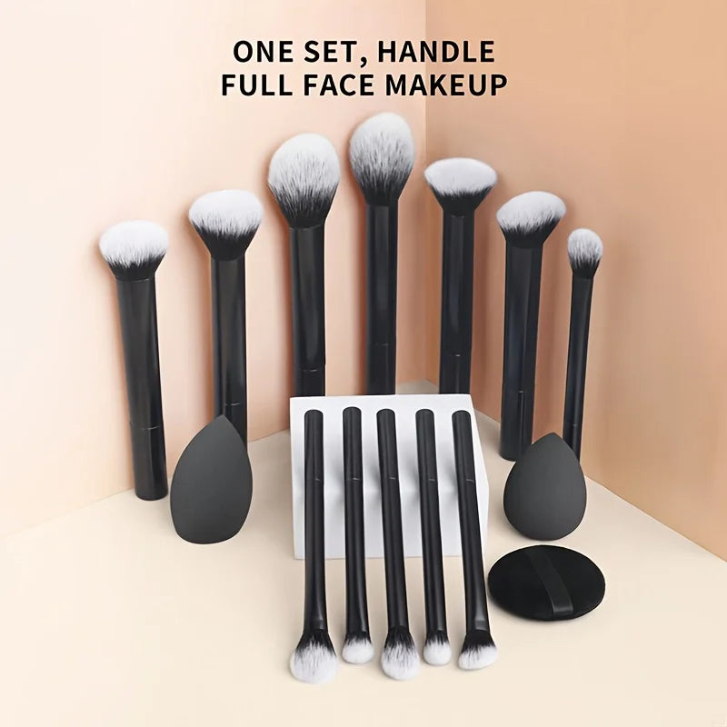 15-Pc Professional Makeup Brush Set with Angled Sponge Makeup Brush Set QXL