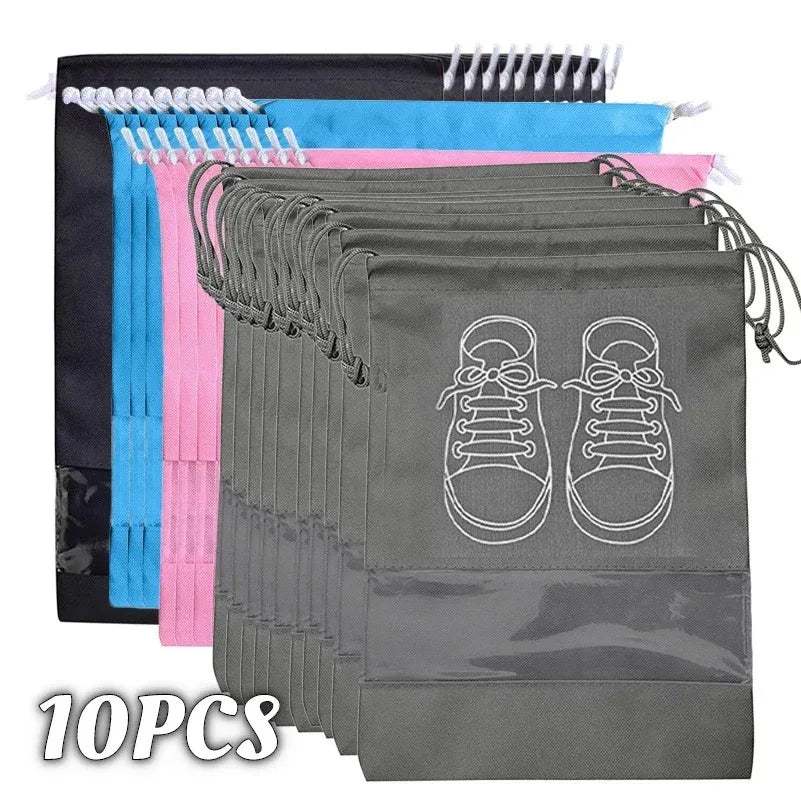 10-Pack Transparent Non-Woven Shoe Storage Bags with Zipper Shoe Storage Bags QXL