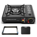 Portable Windproof Cassette Camping Stove with Carry Box Portable Camping Stove QXL A Black-1
