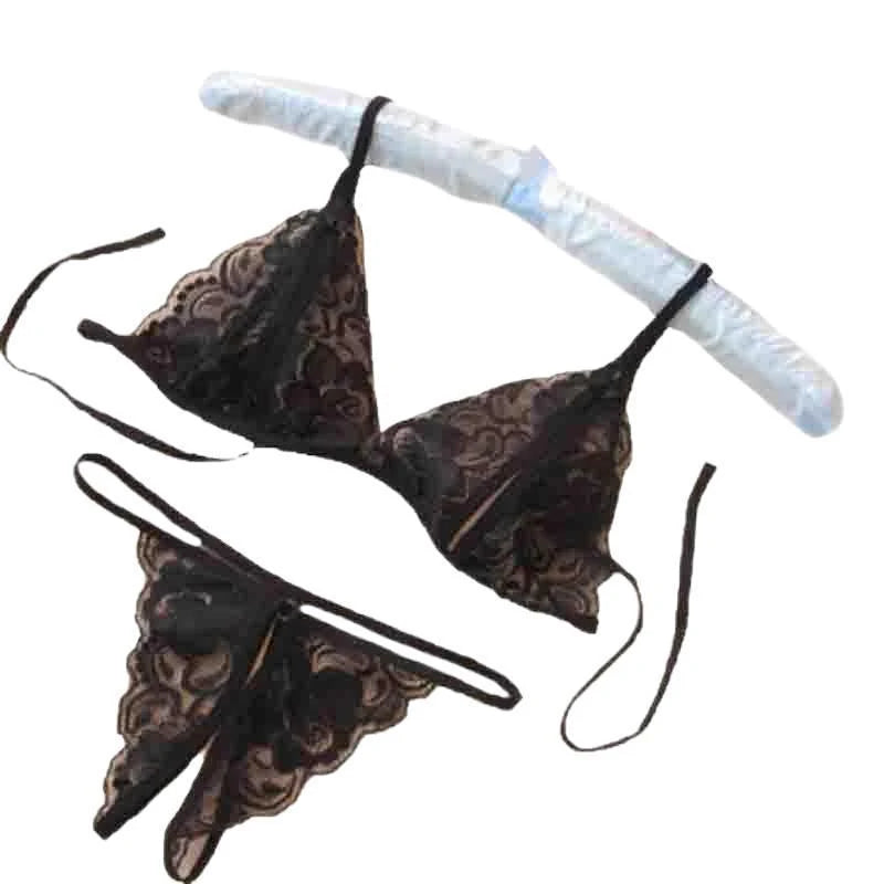 Women's Lace Transparent Three-Piece Lingerie Set Lingerie Set QXL
