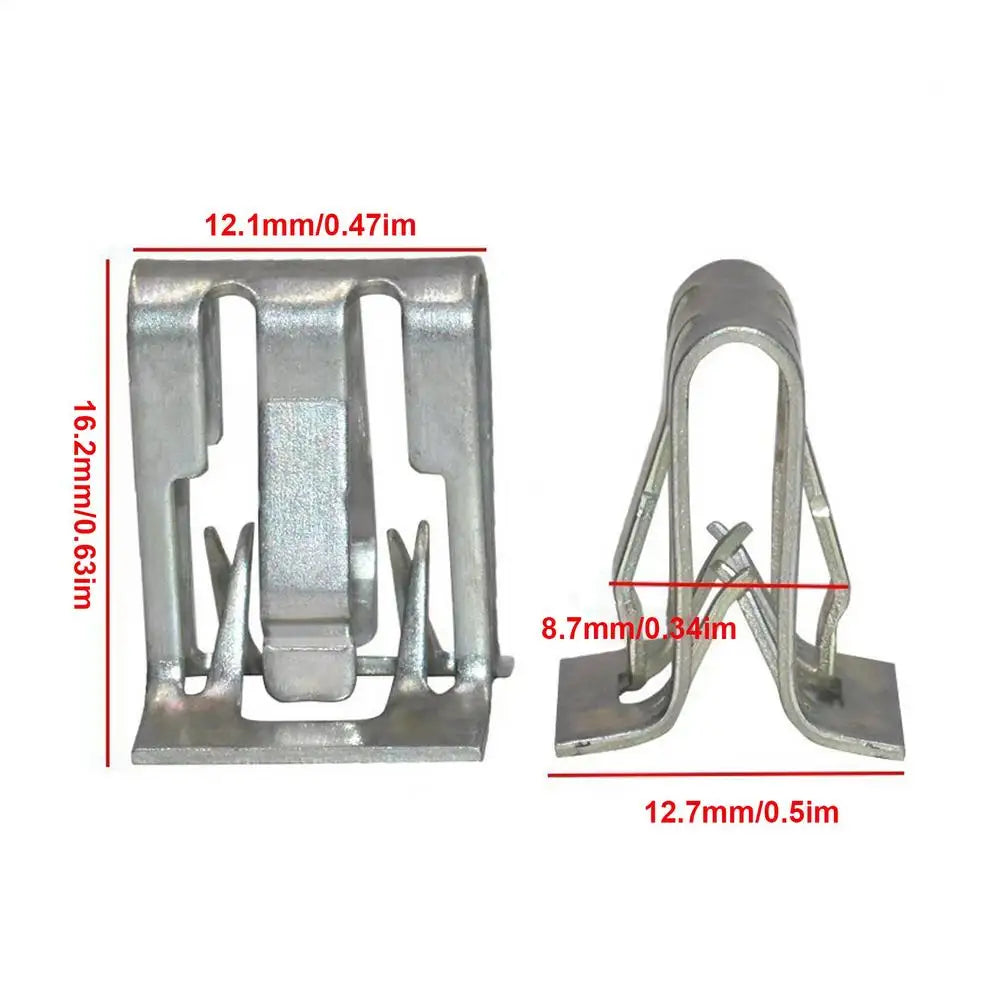 10-Pack Car Dashboard Trim Clips | Metal Retainer Fasteners Auto Trim Fasteners QXL Silver