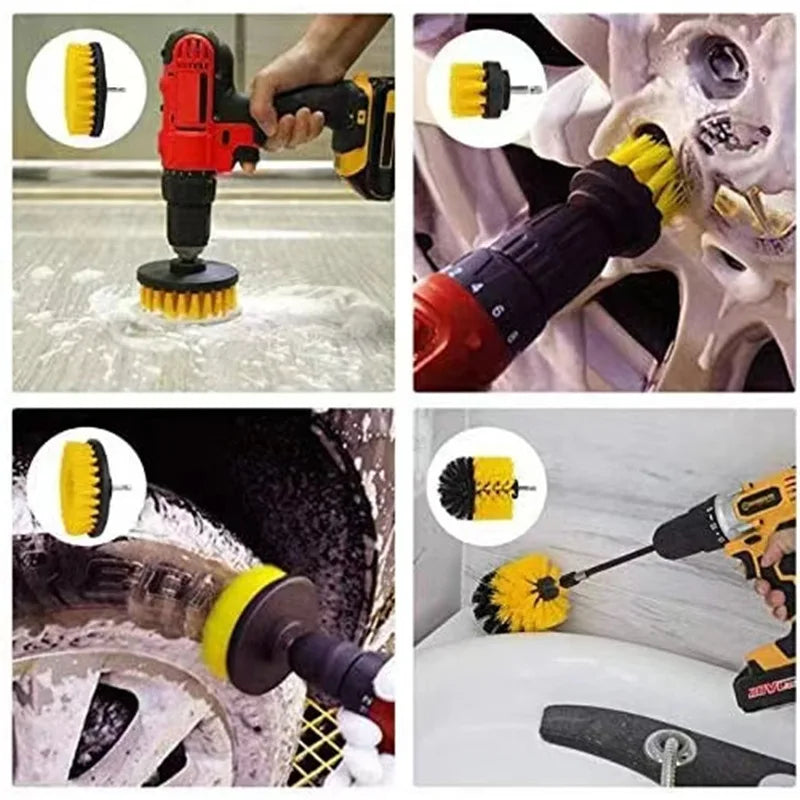 Drill Scrubber Brush Kit 3–5pc | Grout, Tub & Car Cleaning Drill Scrubber Brush Kit QXL