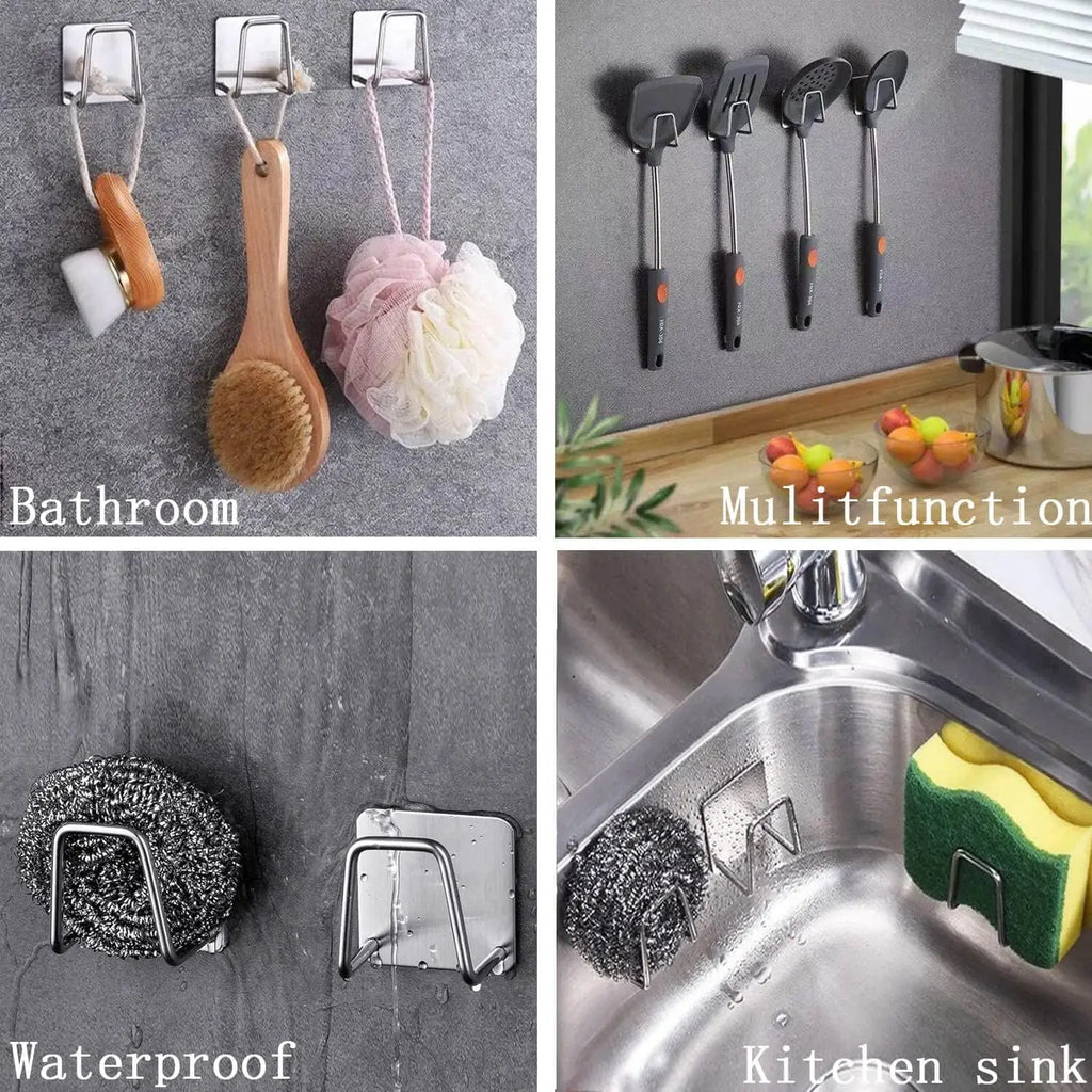 4-Pack 304 Stainless Steel Adhesive Sponge Holder – Kitchen & Bath Sink Sponge Holder QXL