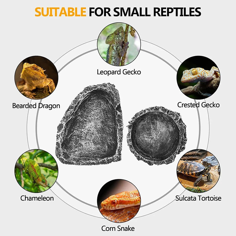 Imitation Stone Reptile Feeding & Water Bowl | Bearded Dragon Reptile Feeding Bowl QXL