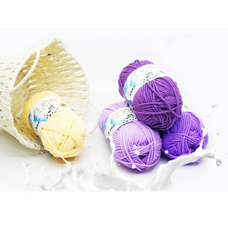 5-Strand Milk Cotton Baby Yarn 50g | Crochet & Knitting Thread Craft Yarn QXL