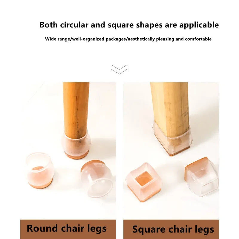 16-Pack Silicone Chair Leg Floor Protectors with Felt Pads Furniture Leg Caps QXL