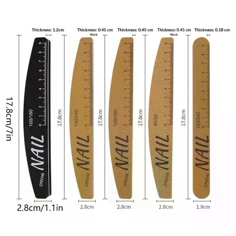5-Pack Double-Sided Nail Files | 80-240 Grit with Scale Nail File Set QXL