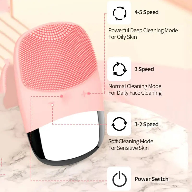 Sonic Electric Silicone Facial Cleansing Brush | IPX7 Rechargeable Facial Cleansing Brush QXL