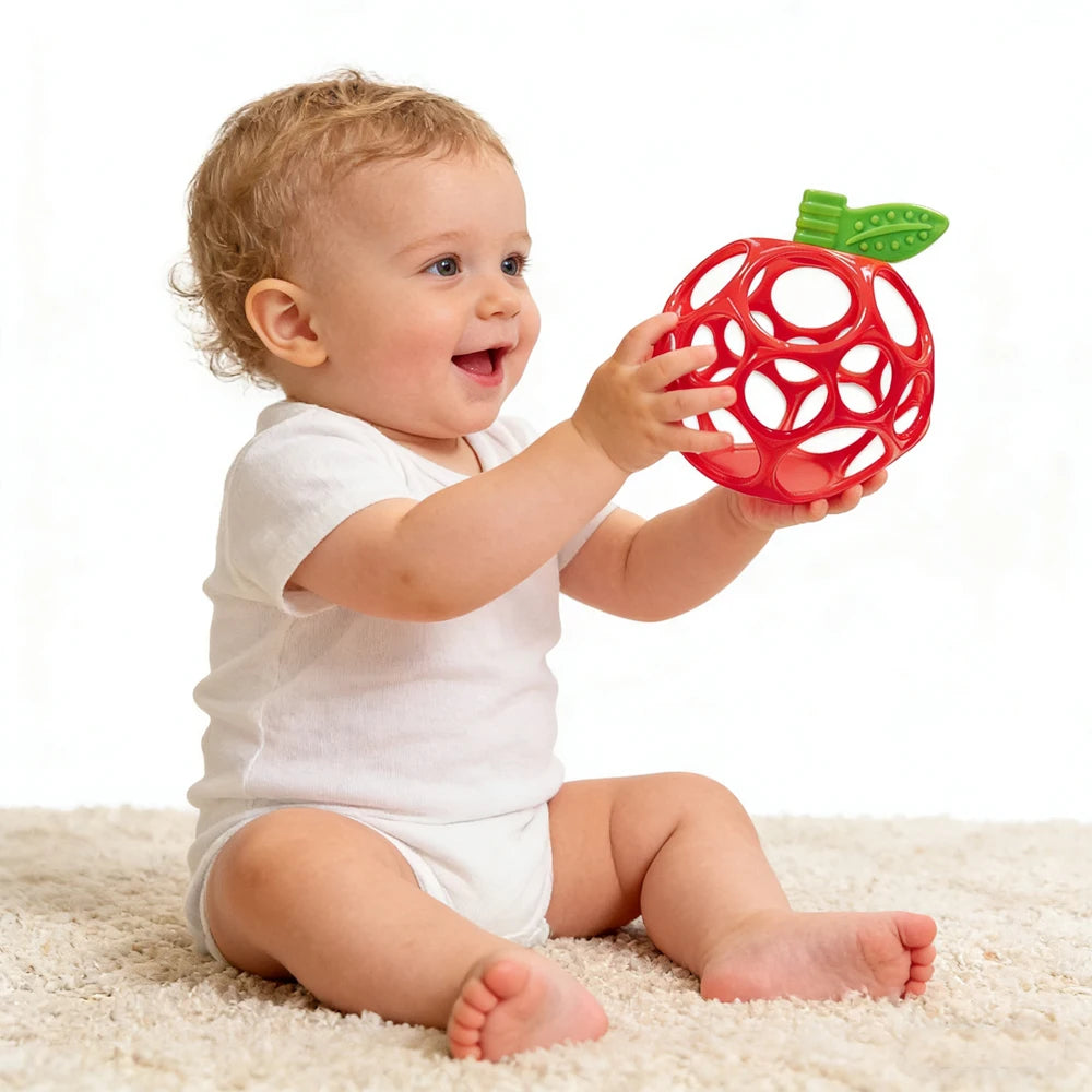 Infant Sensory Grasping Ball Rattle | Red Apple Baby Toy Infant Sensory Rattle QXL