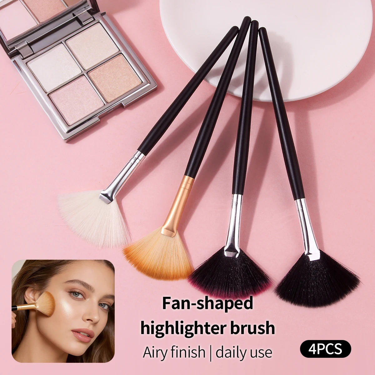 KOSSHOW Fan Brushes – Highlighter & Contour Makeup Set Fan Makeup Brush QXL