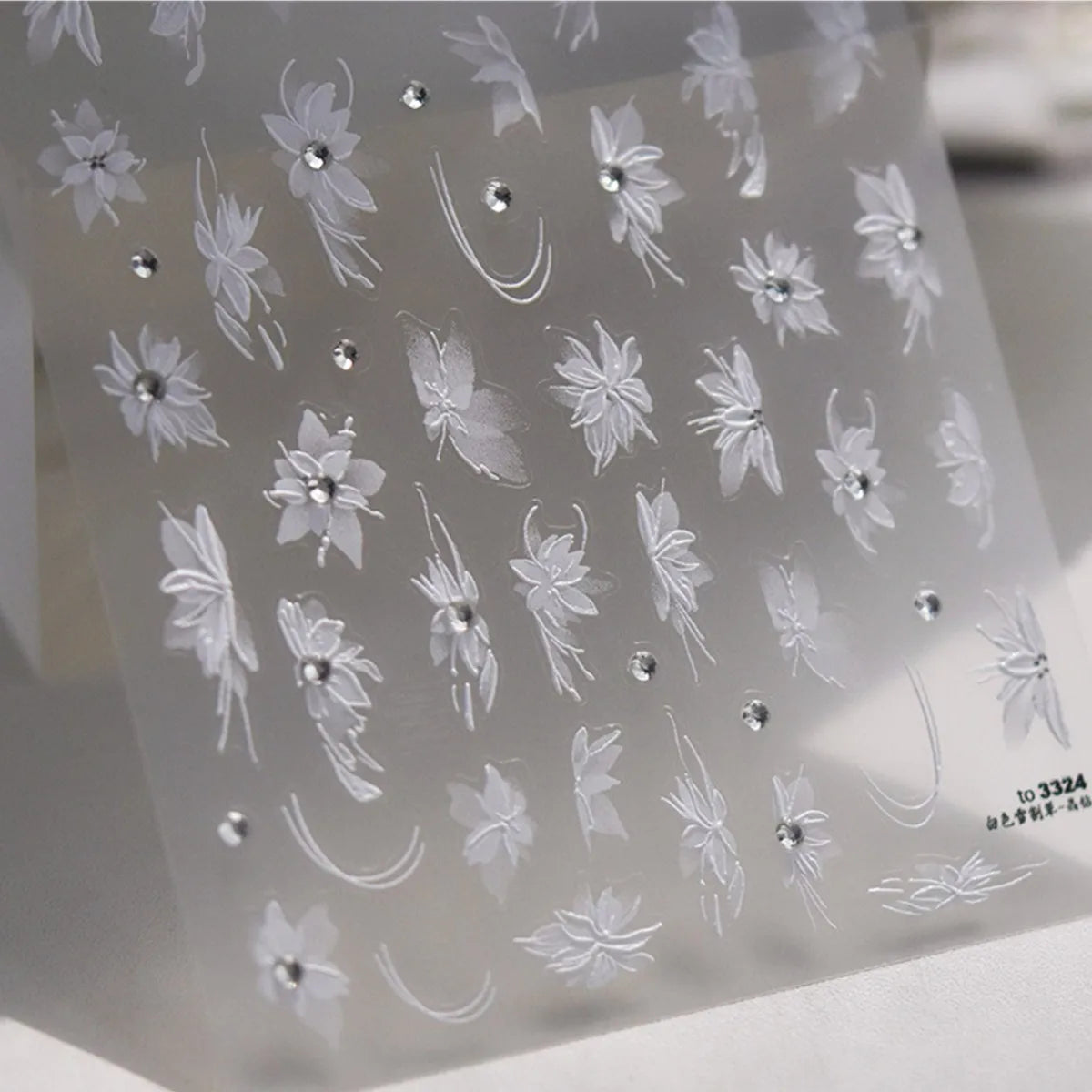 5D Diamond White Flower Nail Stickers | Kawaii Acrylic Decals Nail Art Stickers QXL