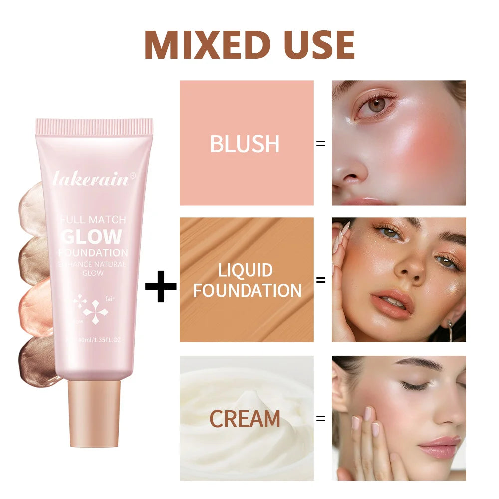 Glow Foundation Liquid Highlighter & Bronzer Cream 45ml Glow Foundation Cream QXL