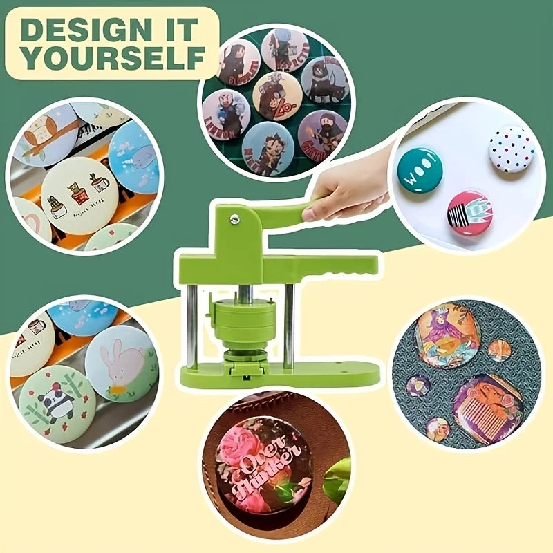 DIY Badge Button Maker Machine Kit 25–58mm | 100 Parts Badge Maker Kit QXL
