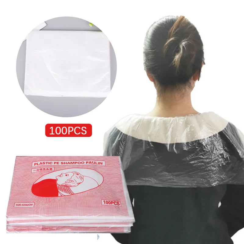 100-Pack Disposable Waterproof Hair Salon Shampoo Capes Disposable Salon Capes QXL onesize