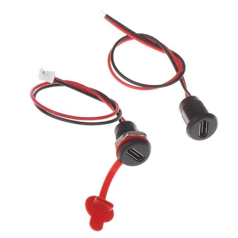 Waterproof USB-C Female Connector PH2.0 Nut Lock | 3A Fast Charge USB-C Connector QXL