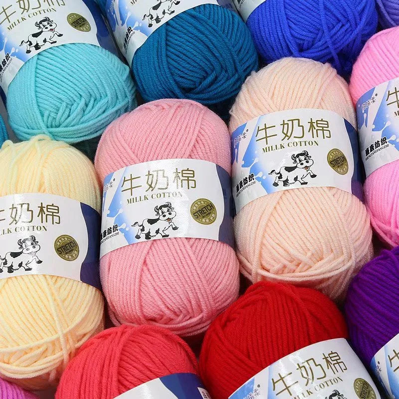 5-Strand Milk Cotton Baby Yarn 50g | Crochet & Knitting Thread Craft Yarn QXL