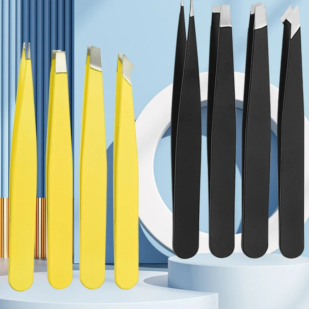 4-Piece Stainless Steel Eyebrow Tweezers Set – 4 Tip Types Eyebrow Tweezers Set QXL