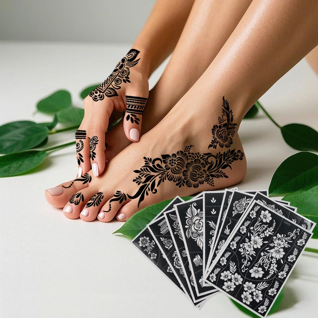 Reusable Henna Tattoo Stencils for Hands & Fingers Henna Tattoo Stencils QXL