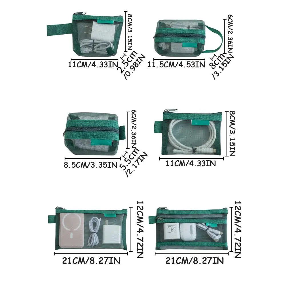 6-Pack Mesh Zipper Pouches | Travel Organizer Bag Set Travel Organizer Pouches QXL
