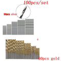 100/50-Pc Titanium Coated HSS Twist Drill Bit Set 1–3mm Twist Drill Bit Set QXL 100pcs GoldSilver