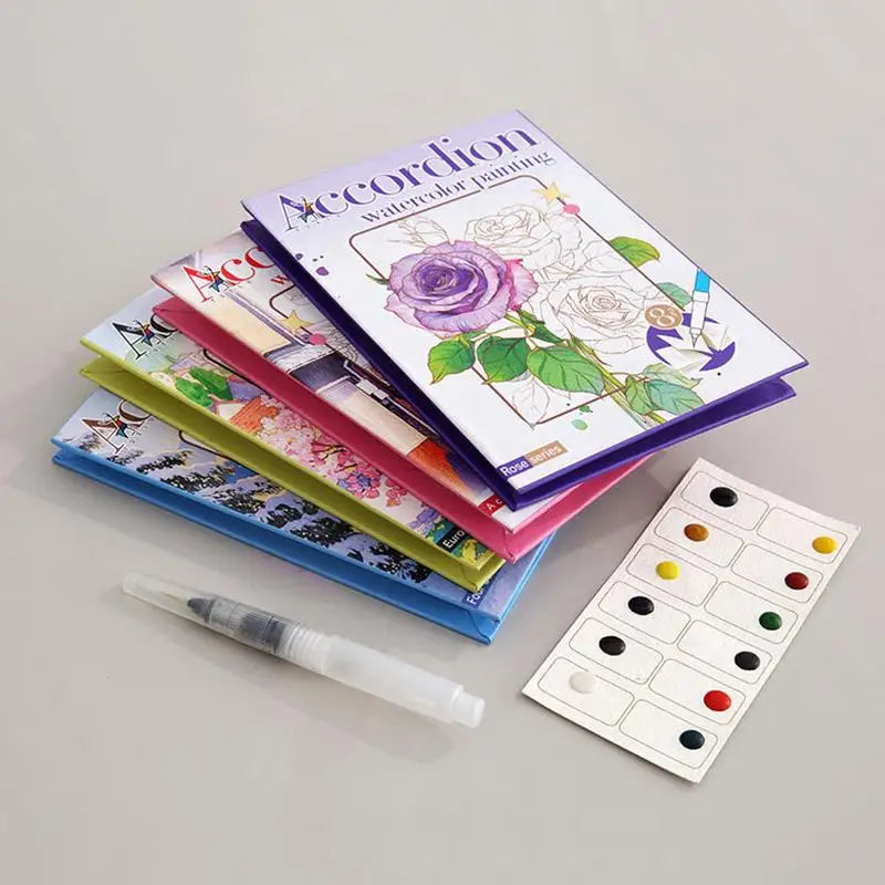 Portable Watercolor Sketchbook for Kids | Foldable Art Pad Watercolor Sketchbook QXL