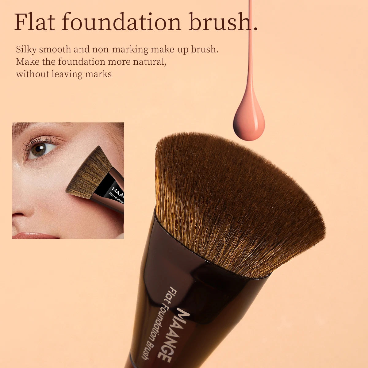 MAANGE Flat Top Foundation Brush | Dense Synthetic Hair Foundation Makeup Brush QXL