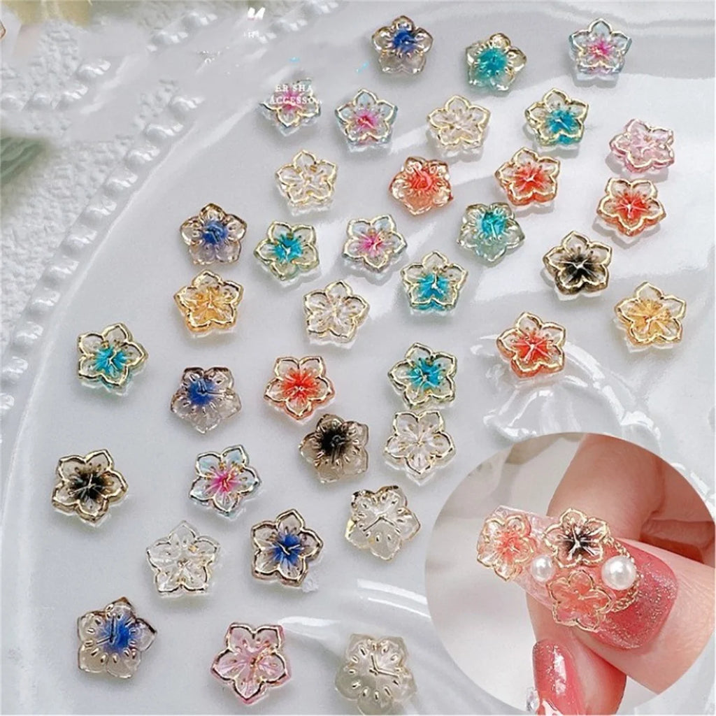 20-Pc Kawaii 3D Heart & Flower Nail Art Charms | Rhinestone DIY Nail Art Charms QXL