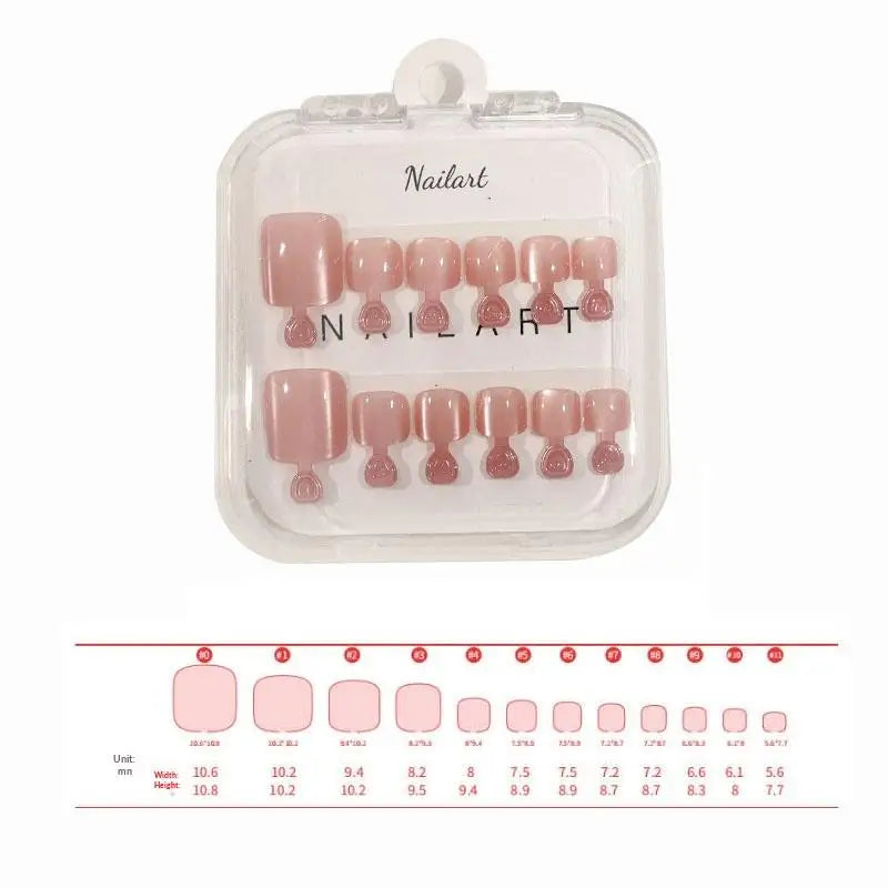 Cat Eye Press-On Toe Nails | Short Square False Toenails 10pc Press-On Toenails QXL