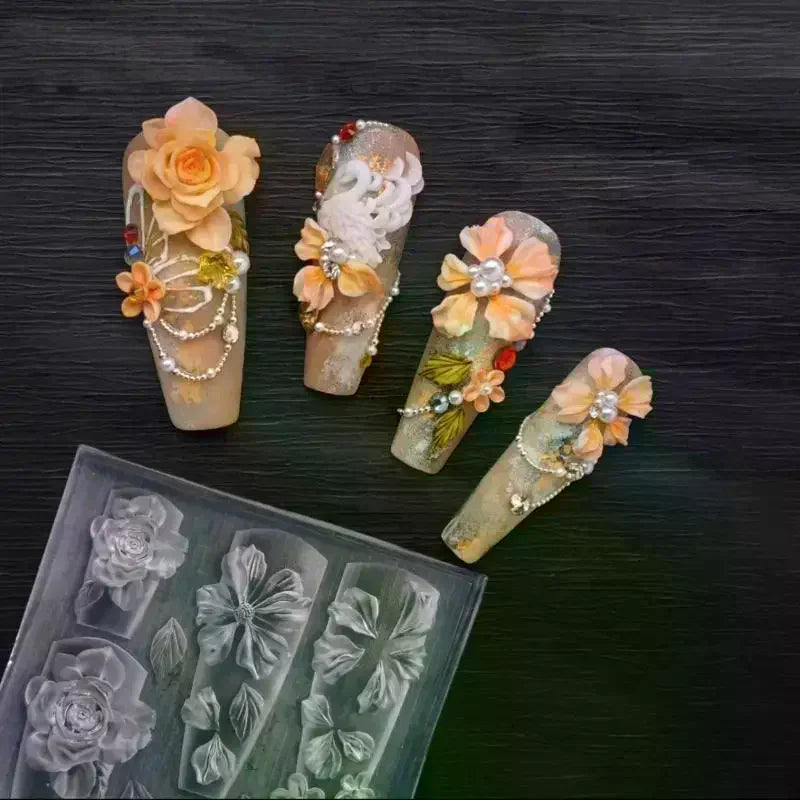 3D Rose Ice Flower Silicone Nail Art Carving Mold | YOVIP Silicone Nail Mold QXL