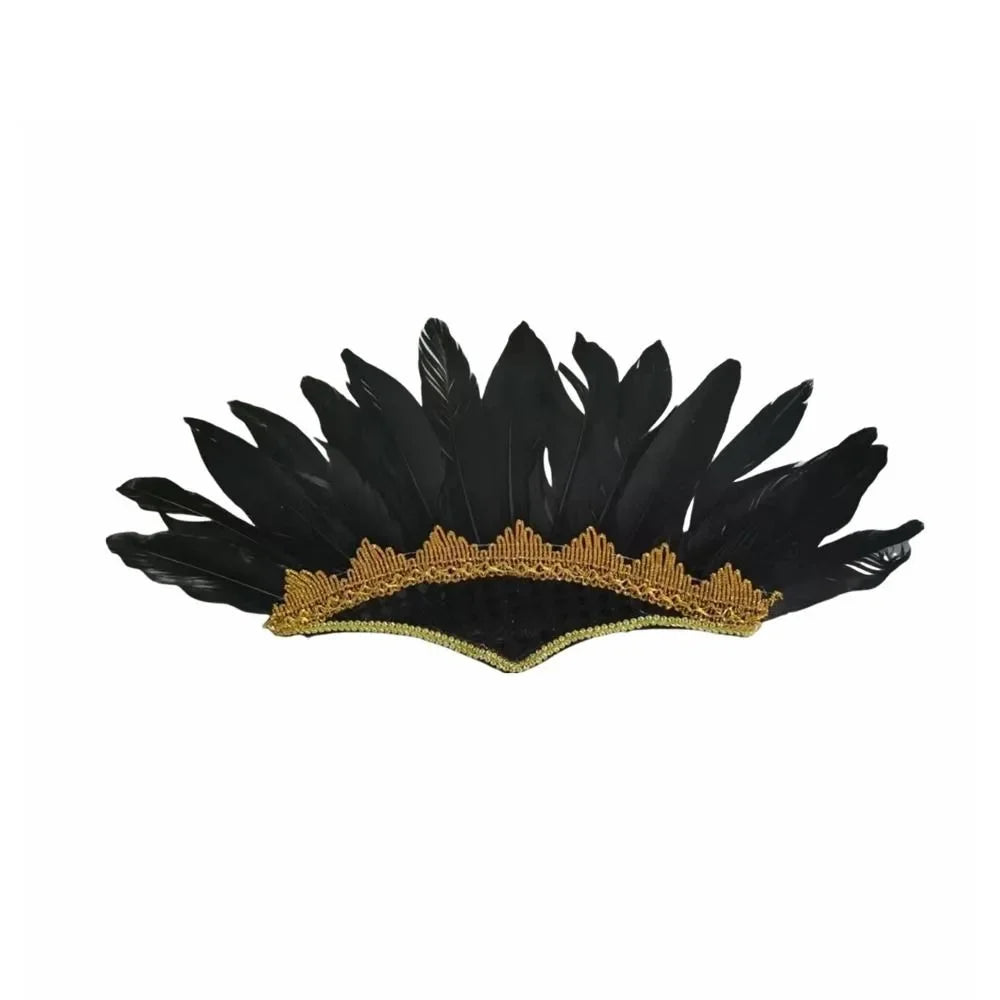 Colorful Feather Headdress | Adjustable Carnival Costume Costume Headdress QXL Black