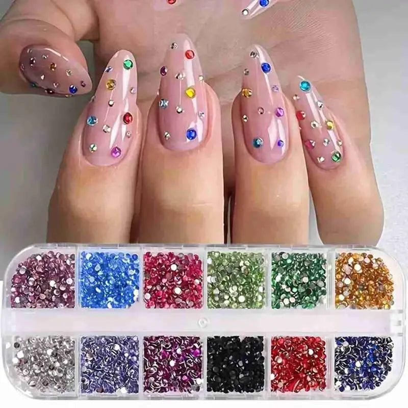 3D Acrylic Half Round Pearl Nail Gems | Multi-Size DIY Set Nail Rhinestones QXL