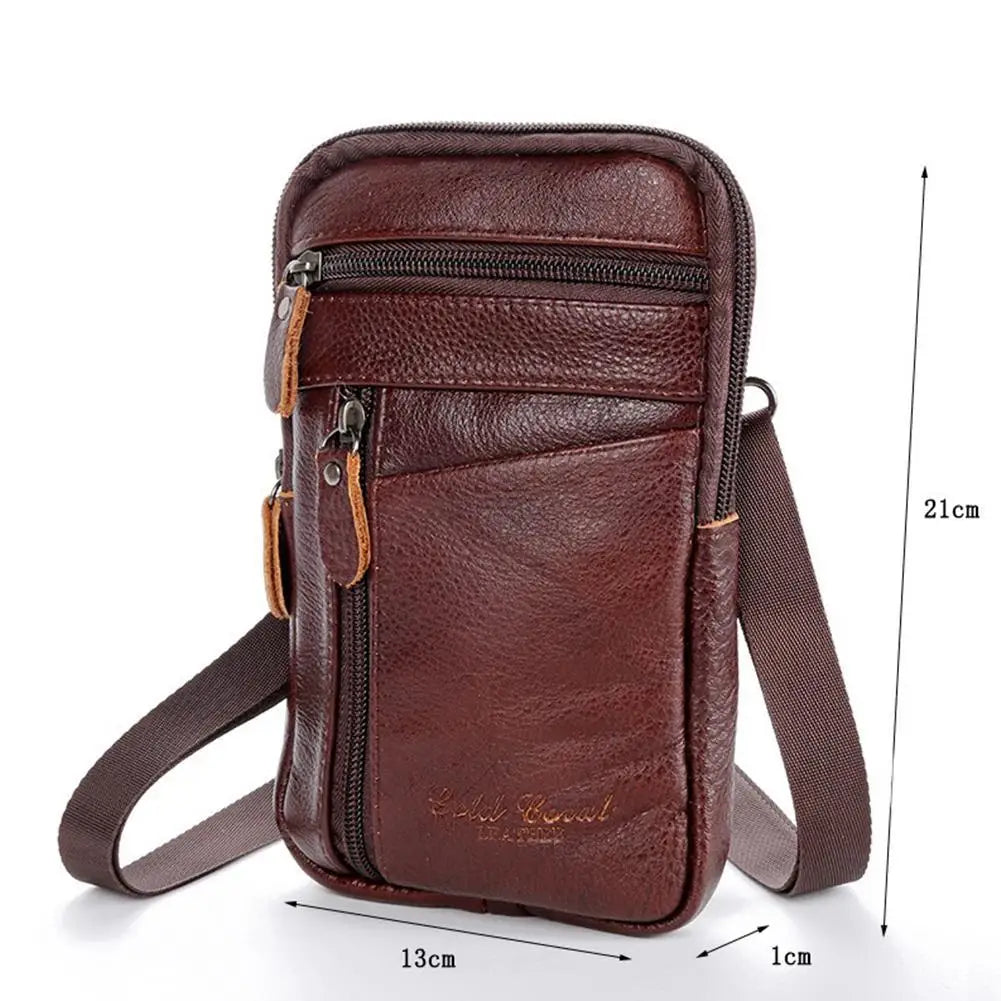 Men's Leather Waist Pack | Belt Clip Crossbody Phone Bag Leather Waist Pack QXL