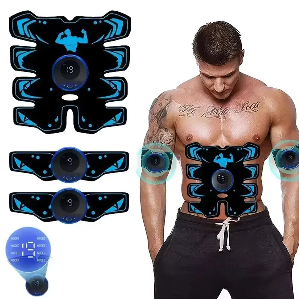 OREADEX 3-in-1 EMS Muscle Stimulator – Abs & Arms Trainer EMS Muscle Trainer QXL USB8Pack3in1SetBlue