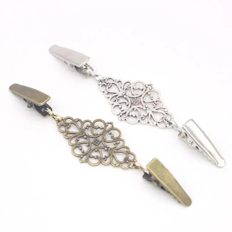 Retro Flower Sweater Clip Fastener | Collar Brooch for Women Sweater Clip Brooch QXL