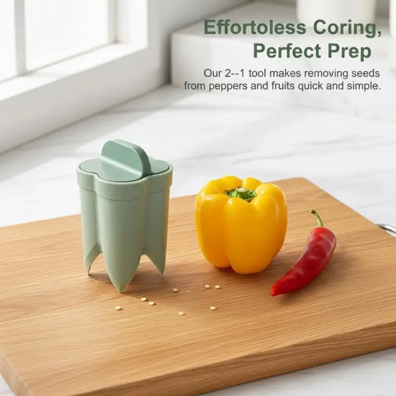 2-in-1 Manual Pepper Corer & Seed Extractor | Kitchen Tool Fruit & Vegetable Corer QXL