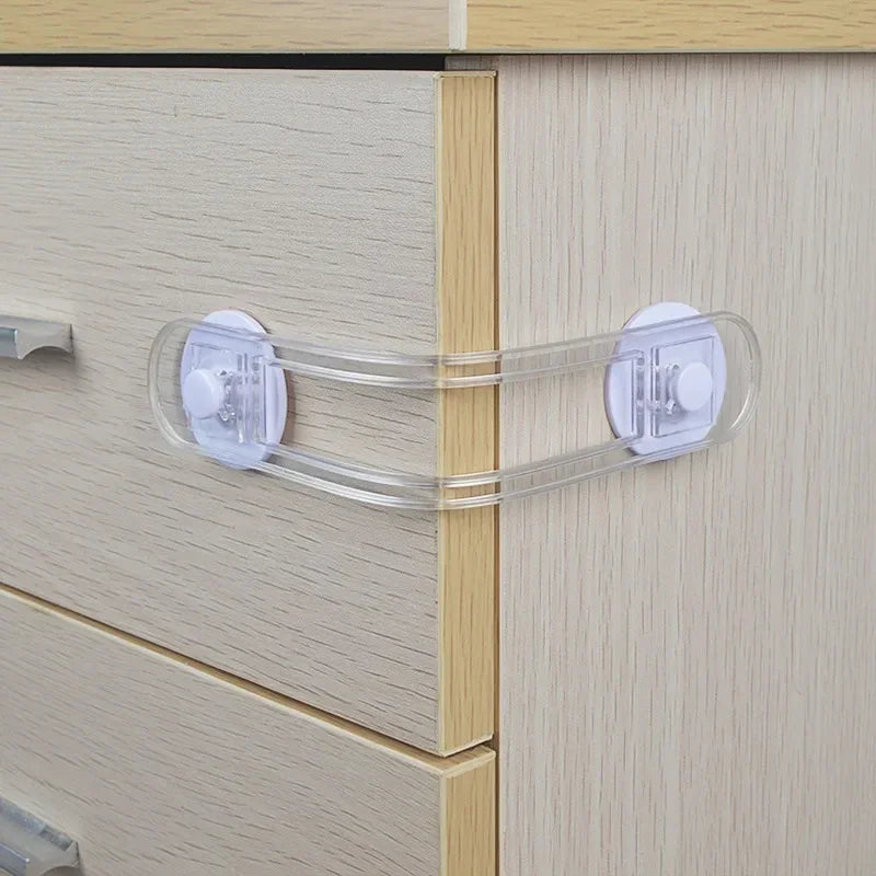 Baby Cabinet & Drawer Safety Locks | 3/5-Pack Transparent Strap Baby Safety Lock QXL