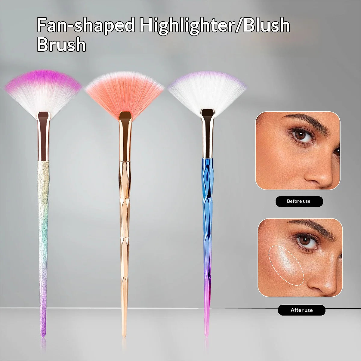 Soft Fan Makeup Brush – Highlighter, Blush & Bronzer Fan Makeup Brush QXL