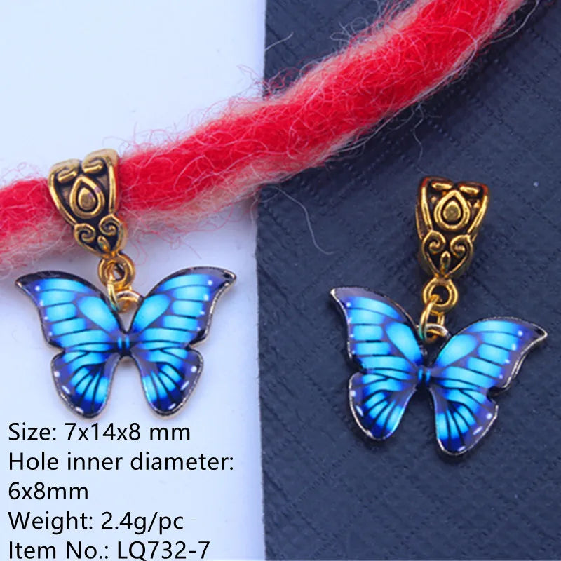 5-Pack Butterfly Dreadlock Hair Rings | Braid & Twist Pendants Dreadlock Hair Rings QXL