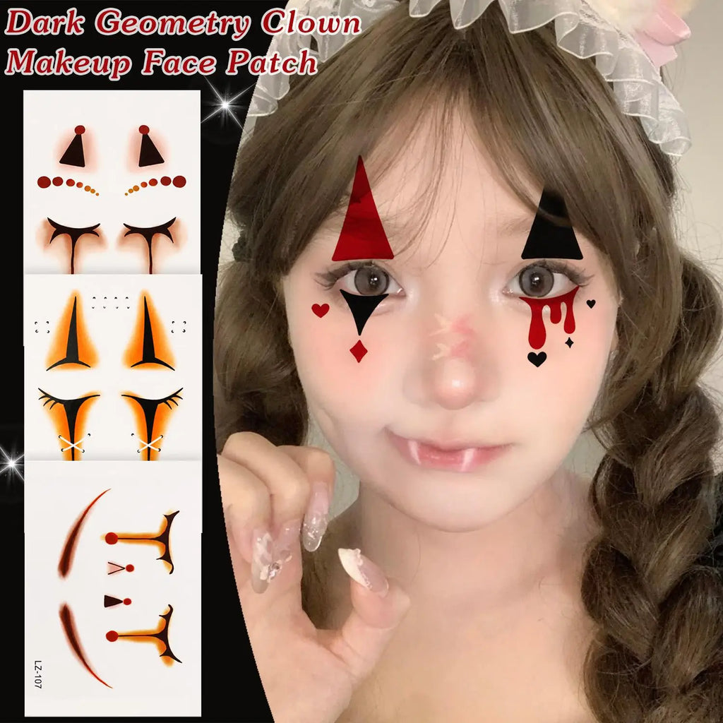 Halloween Joker Clown Temporary Face Tattoo Sticker Waterproof Temporary Face Tattoo QXL