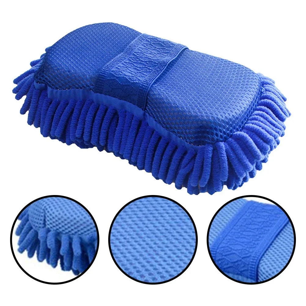 Blue Microfiber Chenille Car Wash Sponge & Cleaning Pad Car Wash Sponge QXL