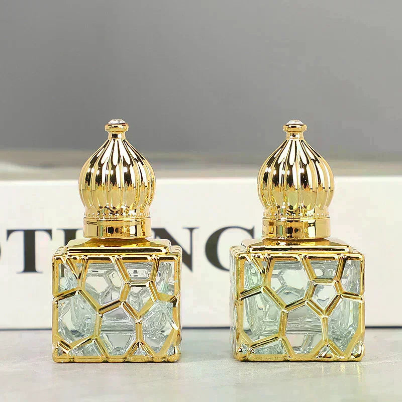 10ml Gold Cube Glass Perfume Bottle | Travel Atomizer Sprayer Perfume Atomizer Bottle QXL