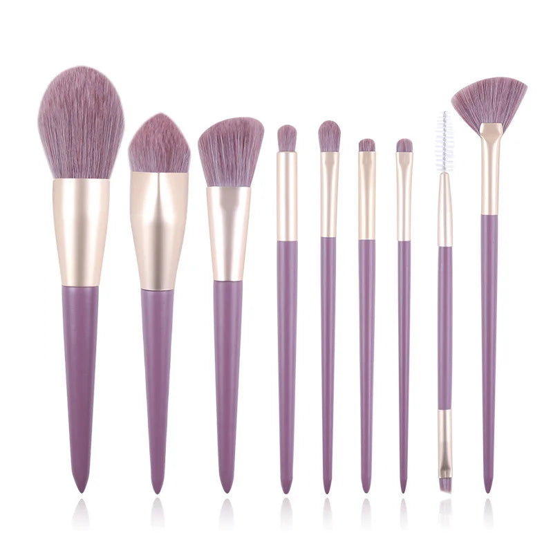 Zoreya 9-Piece Makeup Brush Set | Purple Sweet Potato Series Makeup Brush Set QXL 9piece brush set