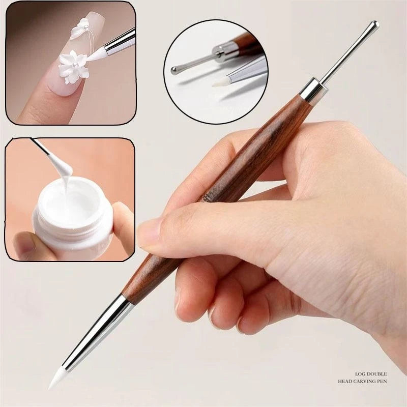 Double-Ended Silicone Poly Gel Nail Art Pen | Carving Spatula Nail Art Pen QXL