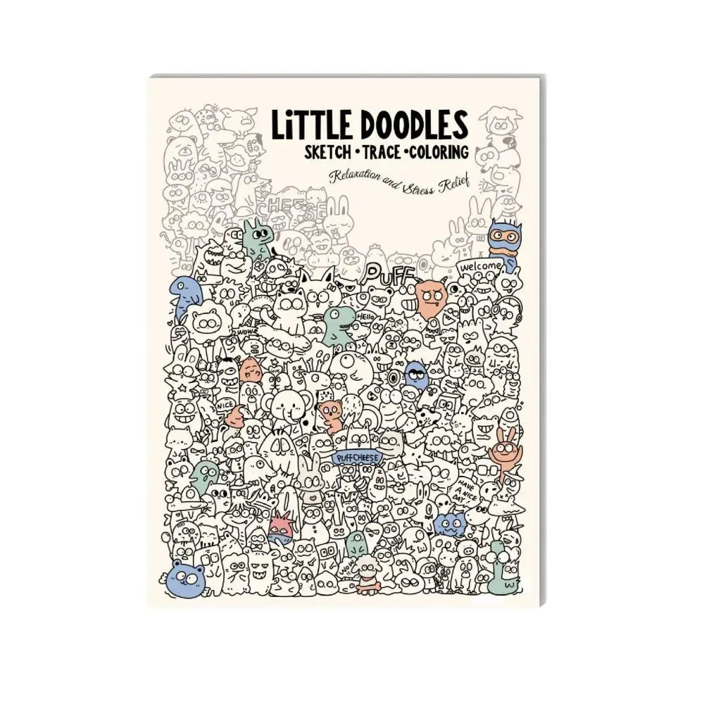A4 Cute Doodle Coloring & Tracing Book for Kids & Adults Coloring Tracing Book QXL as shown