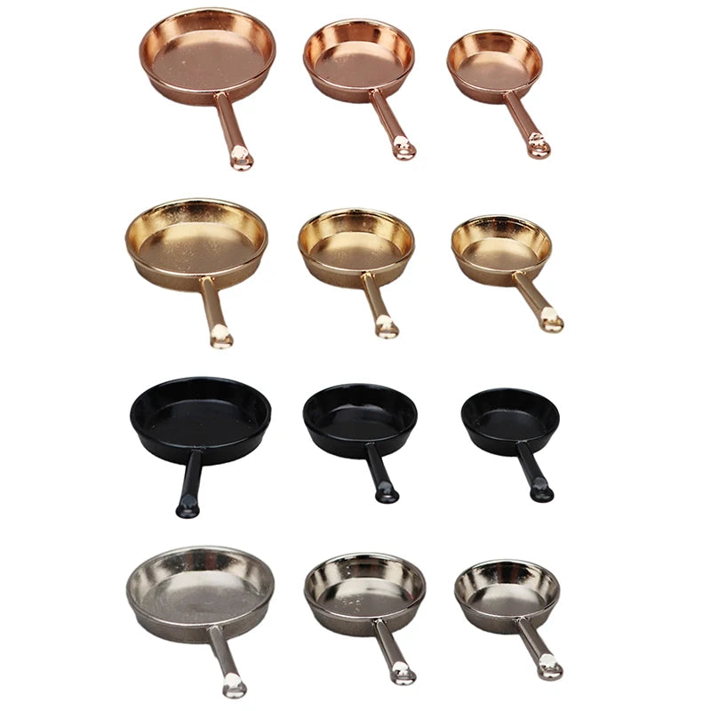 1:12 Dollhouse Miniature Cookware Set – Metal Frying Pan & Casserole Dollhouse Miniature Set QXL